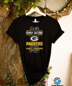 God first family second then green bay packers football vince lombard shirt2