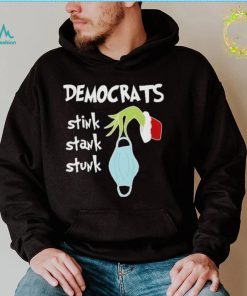Grinch Hand Holding Mask Democrats Stink Stank Stunk Christmas shirt