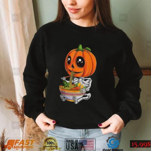 Kawaii Japanese Anime Pumpkin Halloween Ramen Food Lovers T Shirt