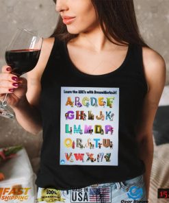 Learn the abcs with characters of dream works jr shirt