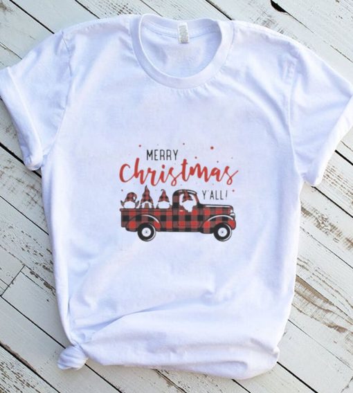 Merry Christmas Gnomes Buffalo Plaid Truck T Shirt