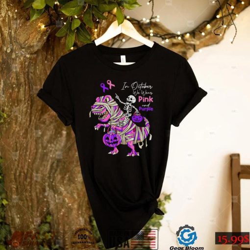 October We Wear Pink And Purple Brest Cancer Domestic Violence T Shirt_Classic Shirt_Shirt SLUp7
