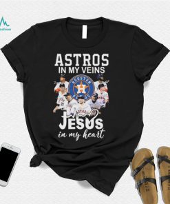 Official Houston Astros team in my veins Jesus in my heart signatures shirt