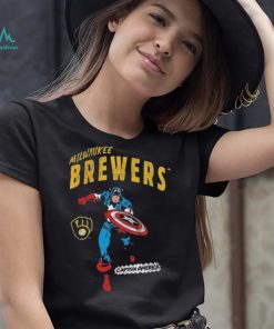 Official Milwaukee Brewers Youth Team Captain America Marvel T Shirt1