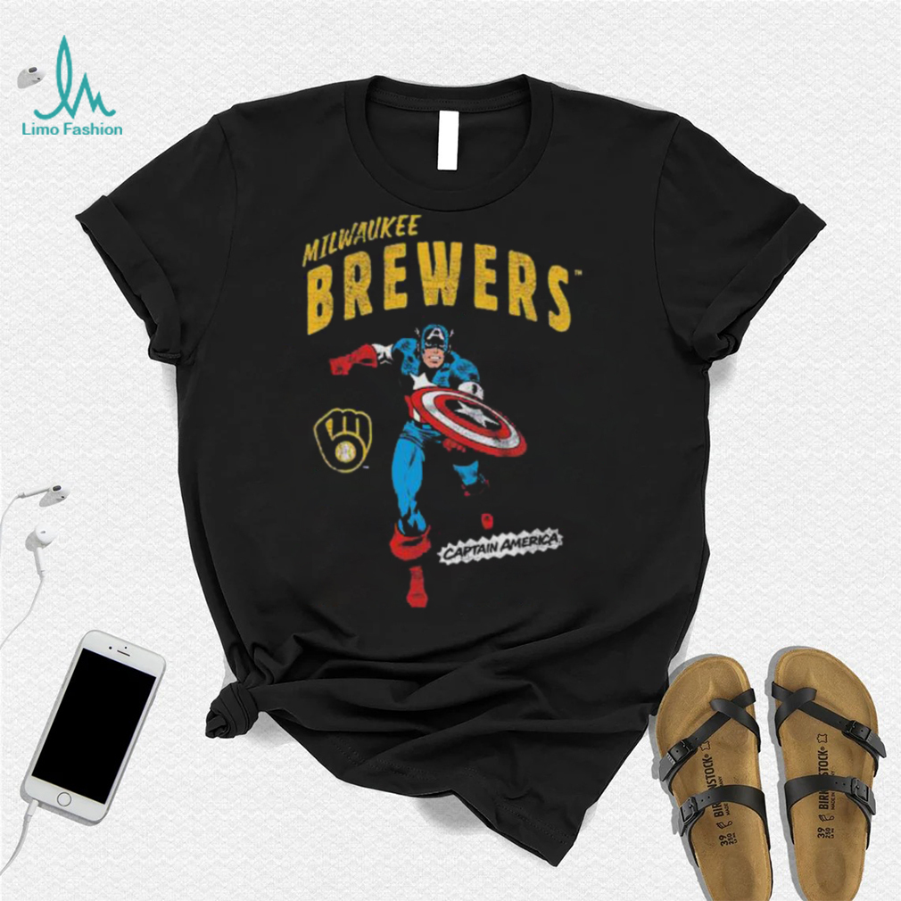 Official Milwaukee Brewers Youth Team Captain America Marvel T Shirt -  Limotees