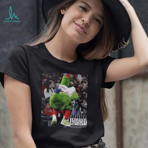 Official Phillie Phanatic Philadelphia Phillies Parental Advisory explicit content shirt