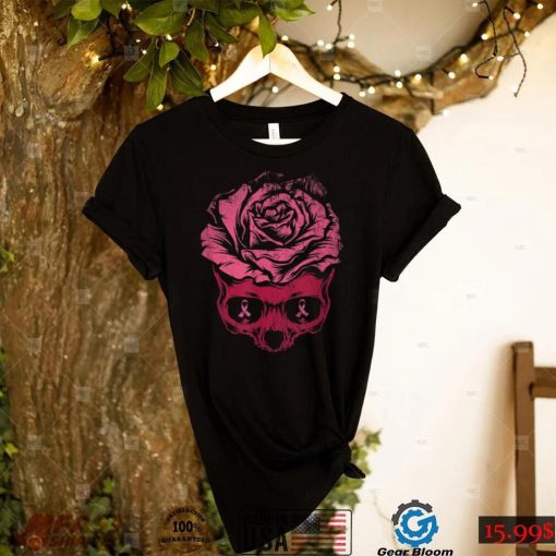 Pink Ribbon Skull Breast Cancer Awareness T Shirt