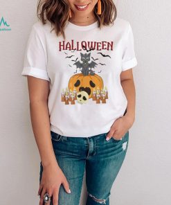 Scary pumpkin and vampire bat cat halloween trick or treat shirt1