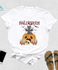Scary pumpkin and vampire bat cat halloween trick or treat shirt2
