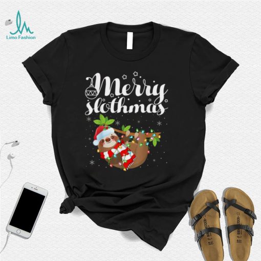 Sloth Xmas Lights Merry Slothmas Sloth Christmas New Design T Shirt