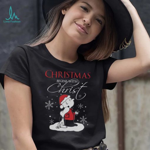 Snoopy And Charlie brown Christmas Begins With Christ Charlie Brown Christmas T shirt