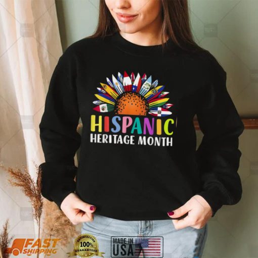 Sunflower Latino Countries Flags Hispanic Heritage Month New Design T Shirt