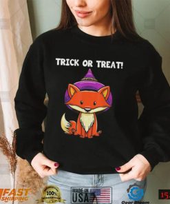 Trick or treat witch fox halloween party costume kids shirt
