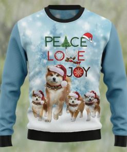 Akita Dog Ugly Sweater, Peace Love Joy Christmas Sweater