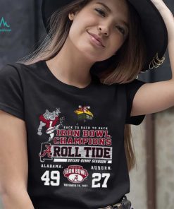 Alabama Crimson Tide Back To Back To Back Iron Bowl Champions Shirt