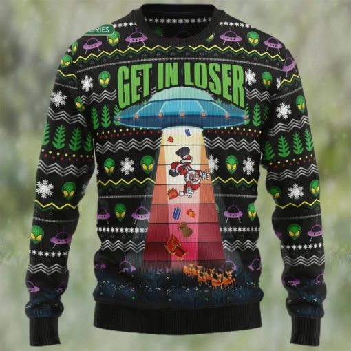 Alien Ugly Christmas Sweater, Get In Loser