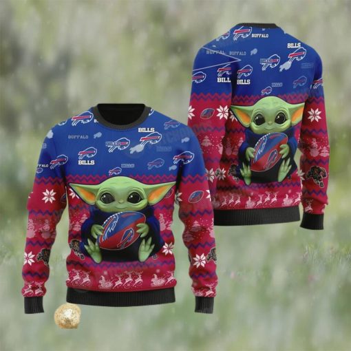 Baby Yoda Buffalo Bills Christmas Ugly Sweater NFL Football Fan Gift