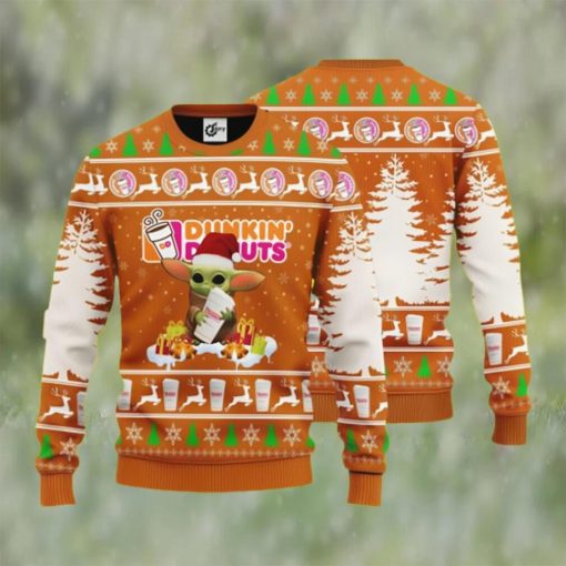 Baby Yoda Hug Dunkin’ Donuts Ugly Christmas Sweater