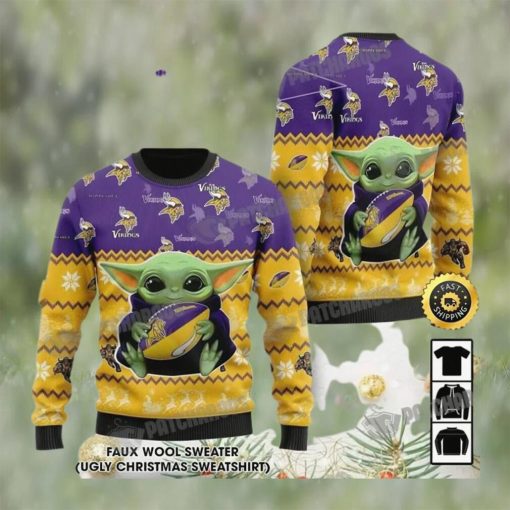 Baby Yoda Minnesota Vikings Ugly Christmas Sweater Gifts For Football NFL Fans