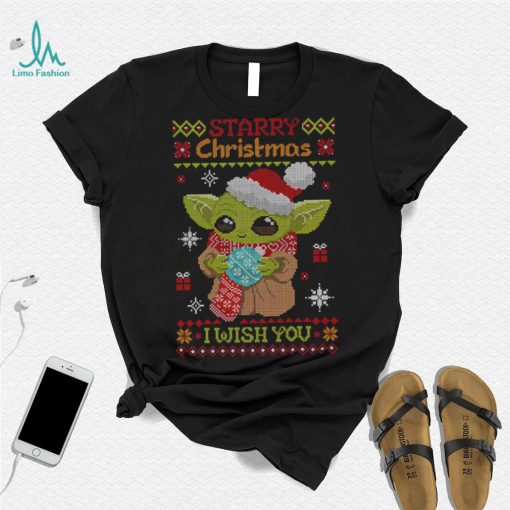 Baby Yoda Starry Christmas I wish you ugly Xmas 2022 shirt