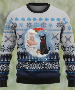 Back Cat Love Santa Moon Ugly Christmas Sweater