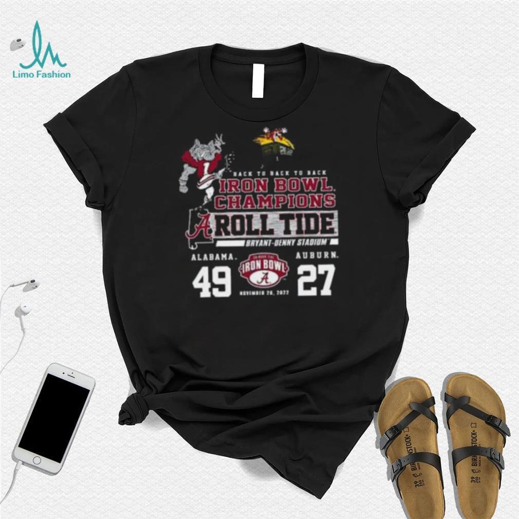 Back To Back To Back Iron Bowl Champions Roll Tide Alabama 49 27 Auburn Sweaters Back To Back To Back Iron Bowl Champions Roll Tide Alabama 49 27 Auburn Sweaters