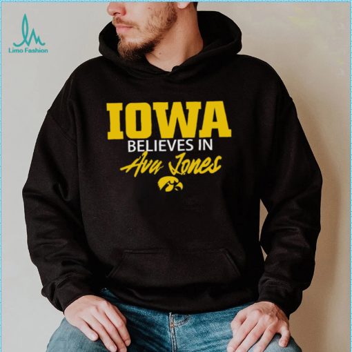 Basketball hawkeyes wearing Iowa believe in ava jones logo shirt