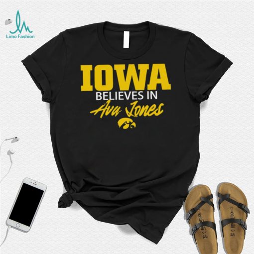 Basketball hawkeyes wearing Iowa believe in ava jones logo shirt