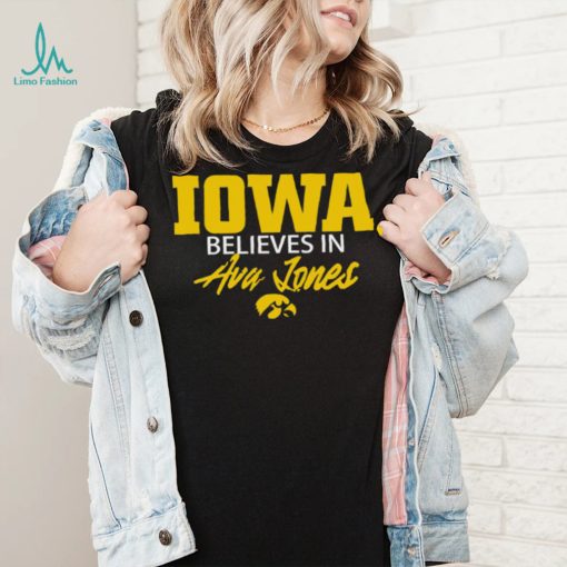 Basketball hawkeyes wearing Iowa believe in ava jones logo shirt