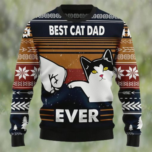 Best Cat Dad Ever Ugly Christmas Sweater