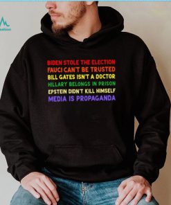 Biden stole the election Fauci can’t be trusted Bill Gates isn’t a doctor colorful shirt