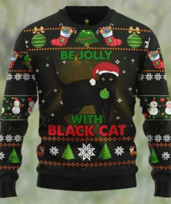 Black Cat Be Jolly Ugly Christmas Sweater