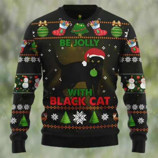 Black Cat Be Jolly Ugly Christmas Sweater