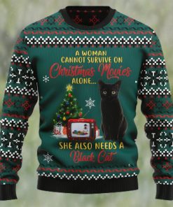 Black Cat Christmas Movie Ugly Christmas Sweater