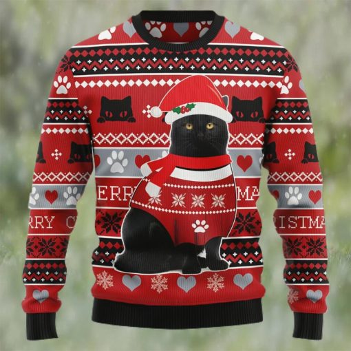 Black Cat Christmas Pattern Ugly Christmas Sweater