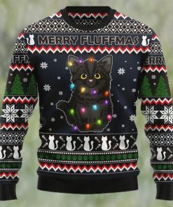 Black Cat Fluffmas Ugly Christmas Sweater