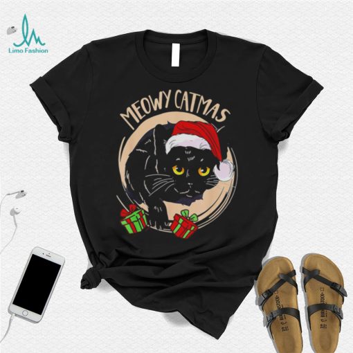 Black cat Santa Meowy Catmas 2022 shirt