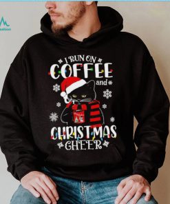 Black cat lights I run on coffee and Christmas 2022 shirt