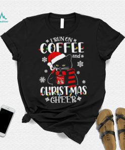 Black cat lights I run on coffee and Christmas 2022 shirt