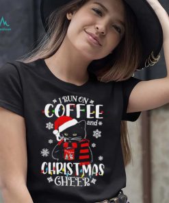 Black cat lights I run on coffee and Christmas 2022 shirt