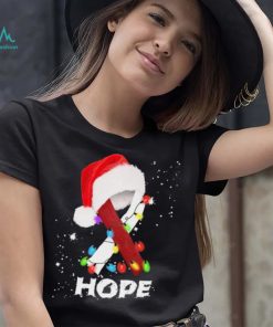 Breast Cancer Christmas Santa Hat Red White Ribbon Xmas Shirt