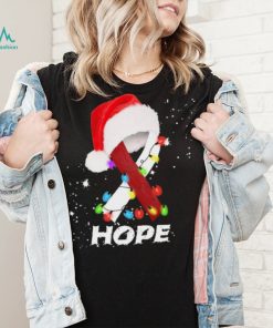 Breast Cancer Christmas Santa Hat Red White Ribbon Xmas Shirt