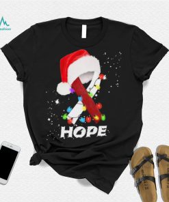 Breast Cancer Christmas Santa Hat Red White Ribbon Xmas Shirt