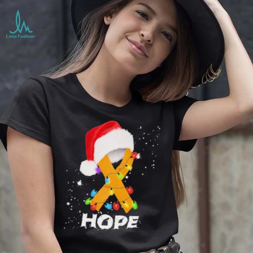 Breast Cancer Christmas Santa Oranger Yellow Ribbon light Hope Shirt