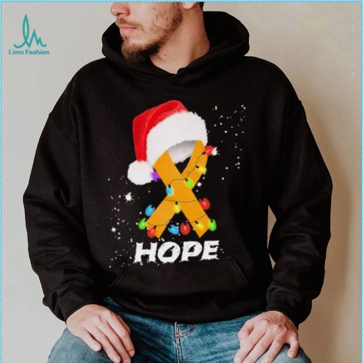 Breast Cancer Christmas Santa Oranger Yellow Ribbon light Hope Shirt