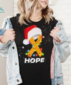 Breast Cancer Christmas Santa Oranger Yellow Ribbon light Hope Shirt