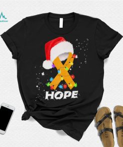 Breast Cancer Christmas Santa Oranger Yellow Ribbon light Hope Shirt