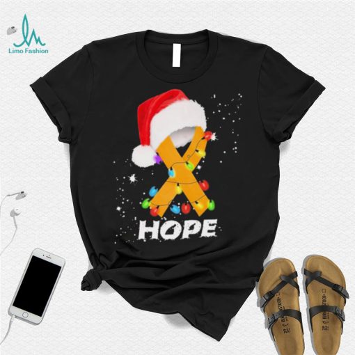 Breast Cancer Christmas Santa Oranger Yellow Ribbon light Hope Shirt