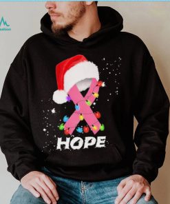 Breast Cancer Christmas Santa Pink Ribbon light Hope Shirt