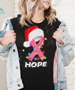 Breast Cancer Christmas Santa Pink Ribbon light Hope Shirt